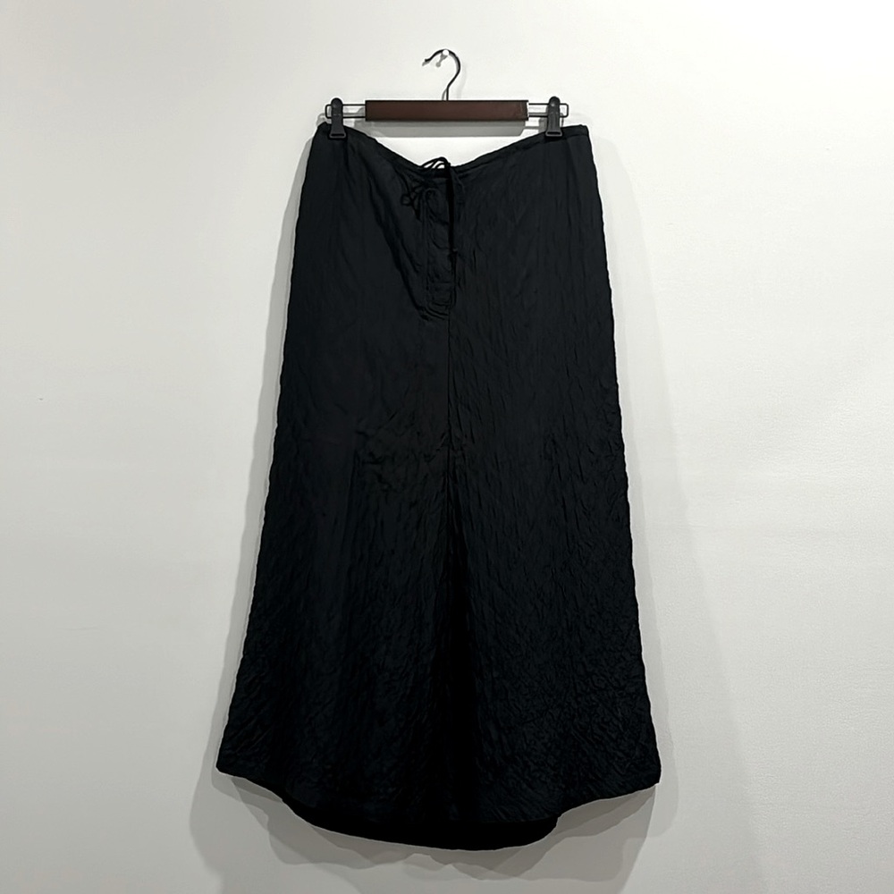 Ann DEMEULEMEESTER Long Black Quilted Drawstring Skirt. Size 40